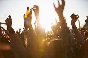 concert crowd hands raised